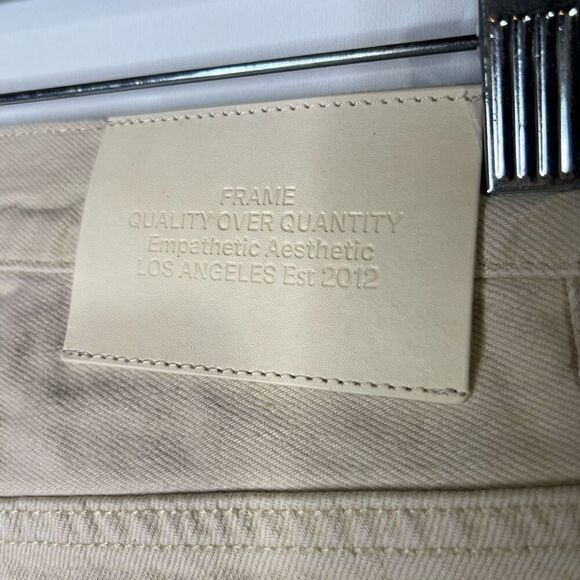 FRAME The Straight Jeans Cream Button Down Raw Hem - Picture 8 of 14